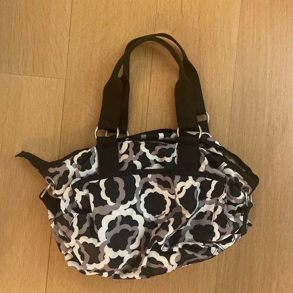 Y2k Lesportsac tote with black and white floral pattern and silver hardware - Picture 2 of 5